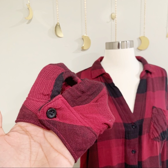 Anthropologie Cloth & Stone. Red & Black Flannel. - Picture 3 of 7